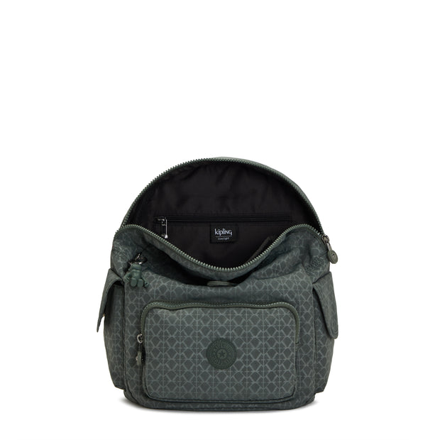 Kipling Small Backpack Female Sign Green Embosse City Pack S