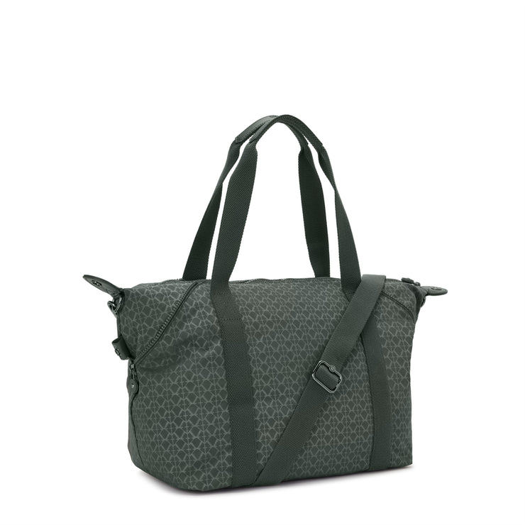 Kipling Medium Tote Female Sign Green Embosse Art
