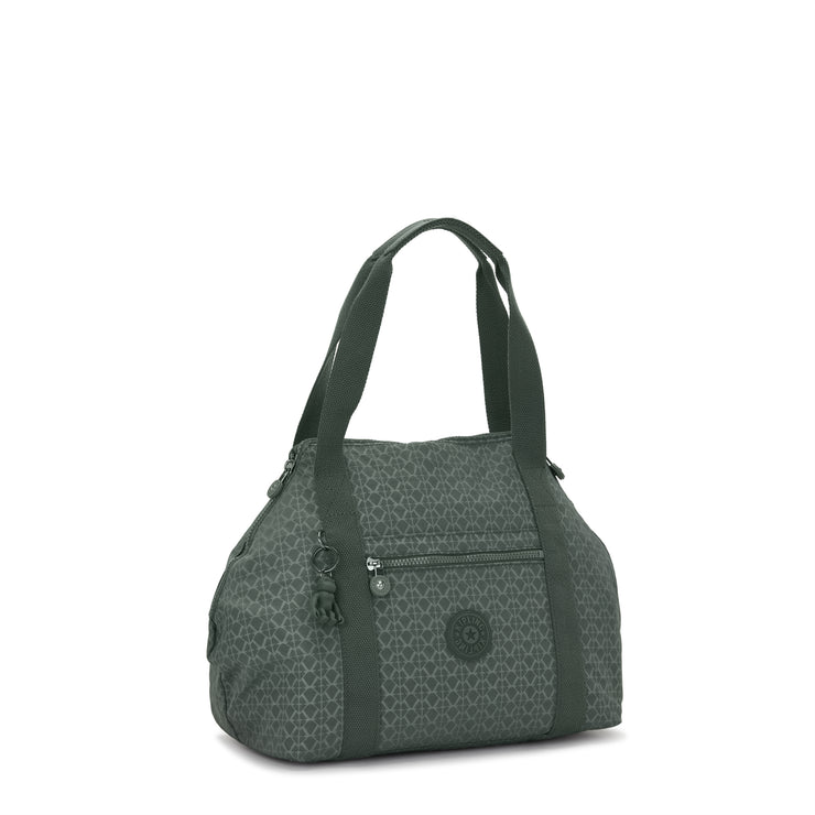 Kipling Medium Tote Female Sign Green Embosse Art