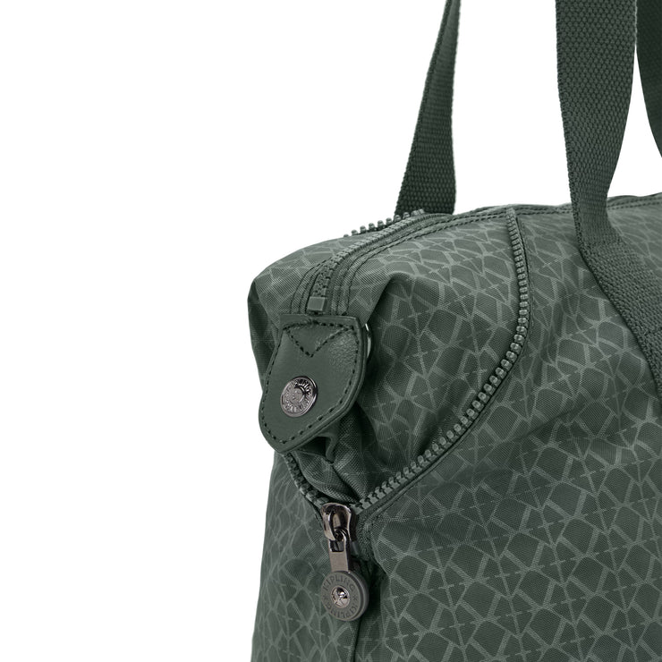 Kipling Medium Tote Female Sign Green Embosse Art