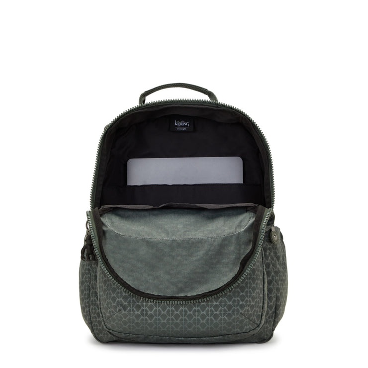 Kipling Large Backpack Female Sign Green Embosse Seoul  -  I4034-F6C