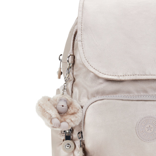 KIPLING Mini Backpack with Adjustable Straps Female Metallic Glow City Zip Mini