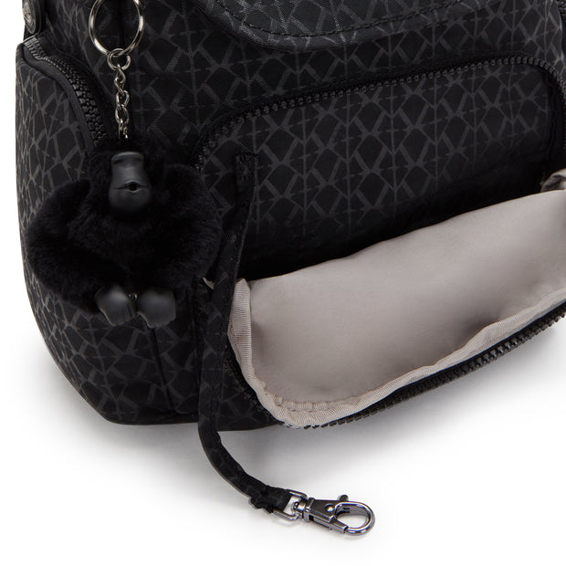 KIPLING Mini Backpack with Adjustable Straps Female Signature Emb City Zip Mini