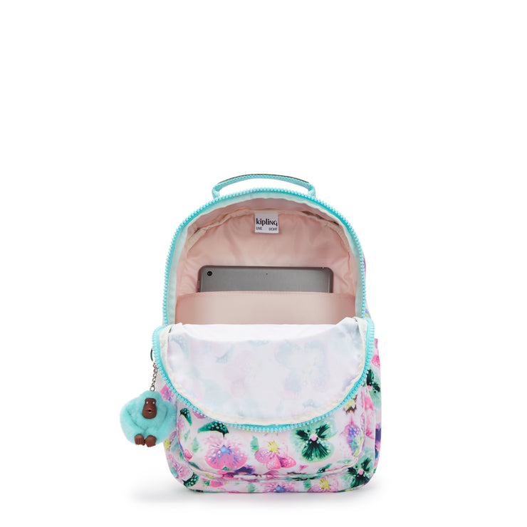 KIPLING Small Backpack (With Laptop Protection) Female Aqua Blossom Seoul S