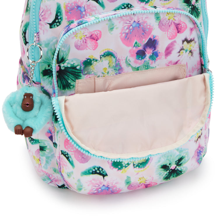 KIPLING Small Backpack (With Laptop Protection) Female Aqua Blossom Seoul S