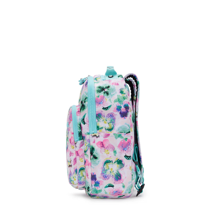 KIPLING Small Backpack (With Laptop Protection) Female Aqua Blossom Seoul S