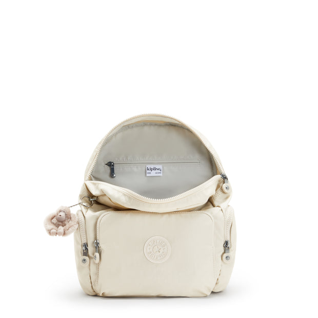 KIPLING Small Backpack with Adjustable Straps Female Beige Pearl City Zip S