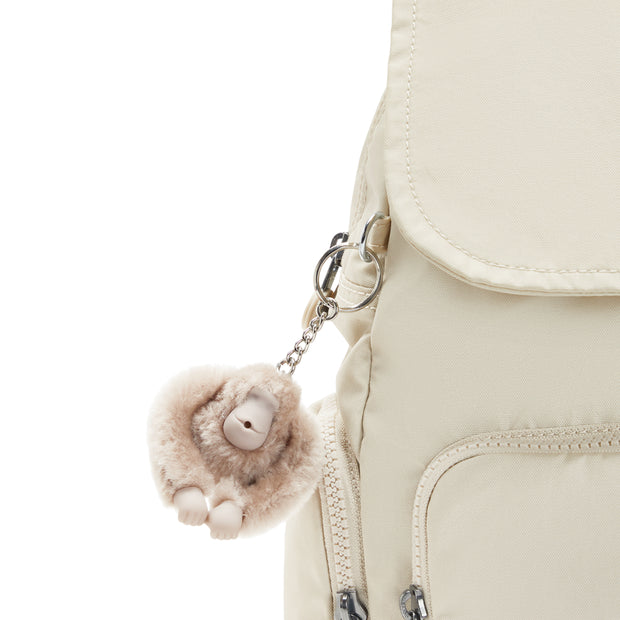 KIPLING Small Backpack with Adjustable Straps Female Beige Pearl City Zip S