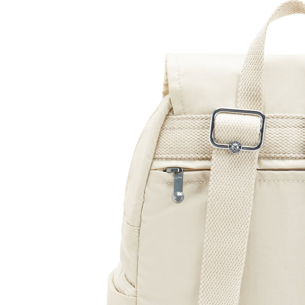 KIPLING Small Backpack with Adjustable Straps Female Beige Pearl City Zip S