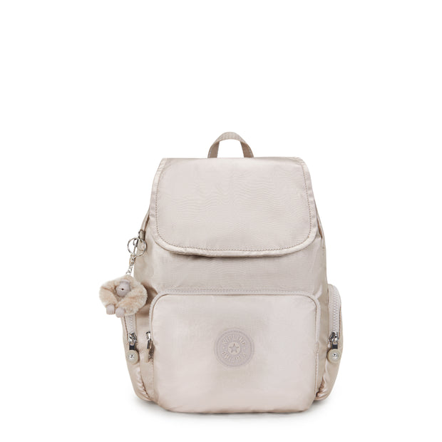 KIPLING Small Backpack with Adjustable Straps Female Metallic Glow City Zip S