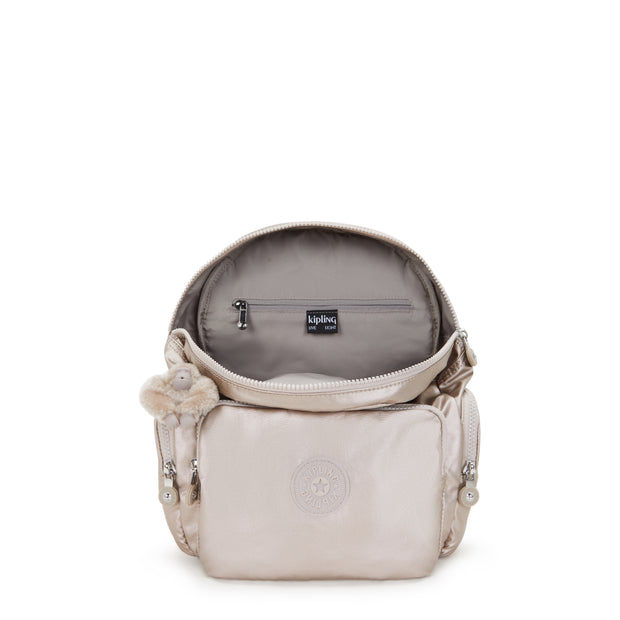 KIPLING Small Backpack with Adjustable Straps Female Metallic Glow City Zip S