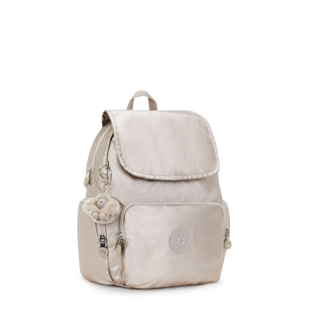 KIPLING Small Backpack with Adjustable Straps Female Metallic Glow City Zip S