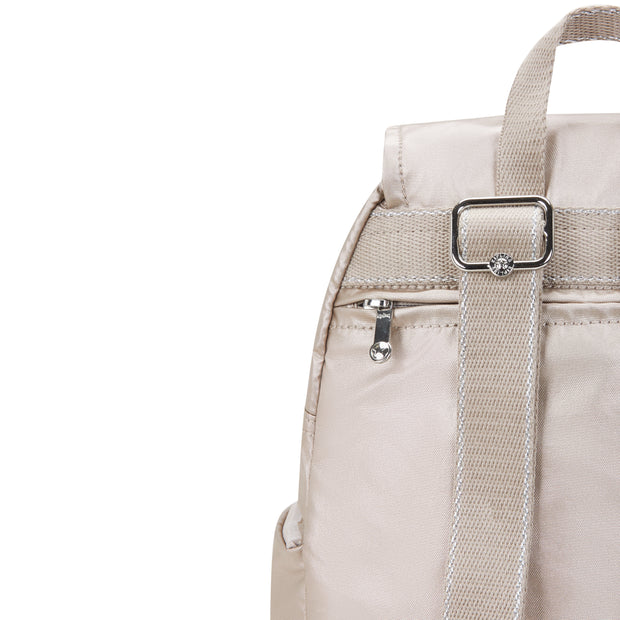 KIPLING Small Backpack with Adjustable Straps Female Metallic Glow City Zip S
