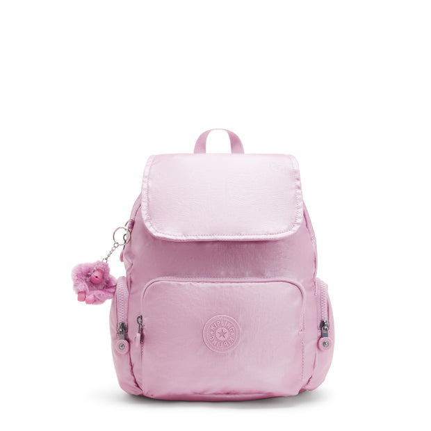 KIPLING Small Backpack with Adjustable Straps Female Metallic Lilac City Zip S