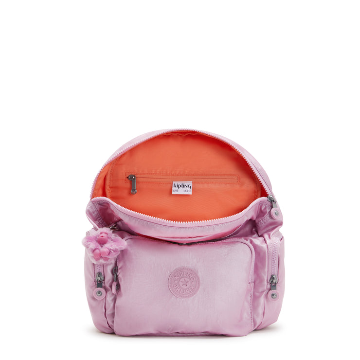 KIPLING Small Backpack with Adjustable Straps Female Metallic Lilac City Zip S  -  I5634-F4D