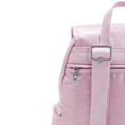 KIPLING Small Backpack with Adjustable Straps Female Metallic Lilac City Zip S