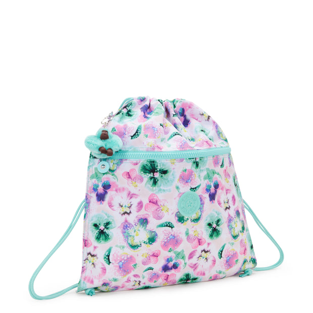 KIPLING Medium backpack (with drawstring) Female Aqua Blossom Supertaboo