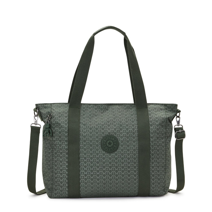 KIPLING Large Tote (With Removable Shoulderstrap) Female Sign Green Embosse Asseni