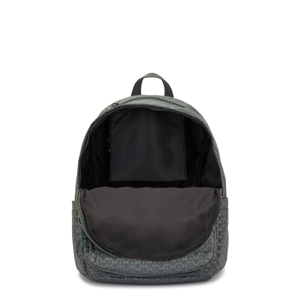 Kipling Medium Backpack Female Sign Green Embosse Delia