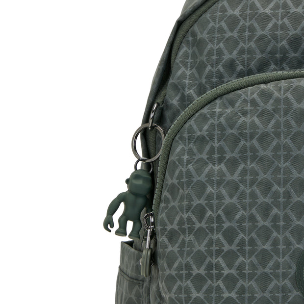 Kipling Medium Backpack Female Sign Green Embosse Delia