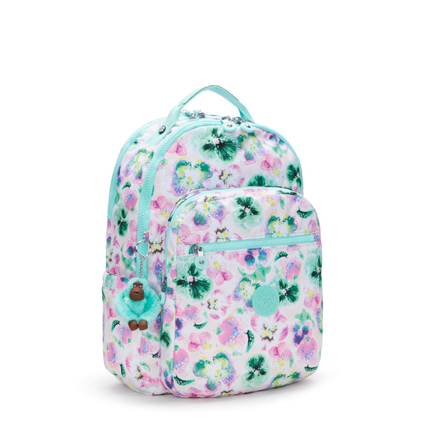 KIPLING Large backpack (with laptop compartment) Female Aqua Blossom Seoul Lap