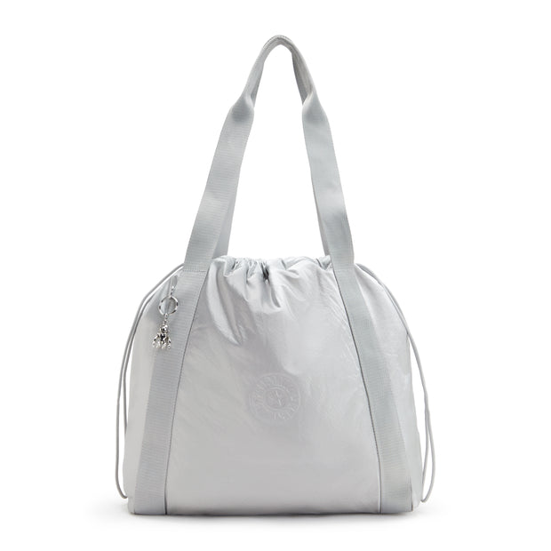 KIPLING Medium Drawstring Tote Female Silver Glam Elmar