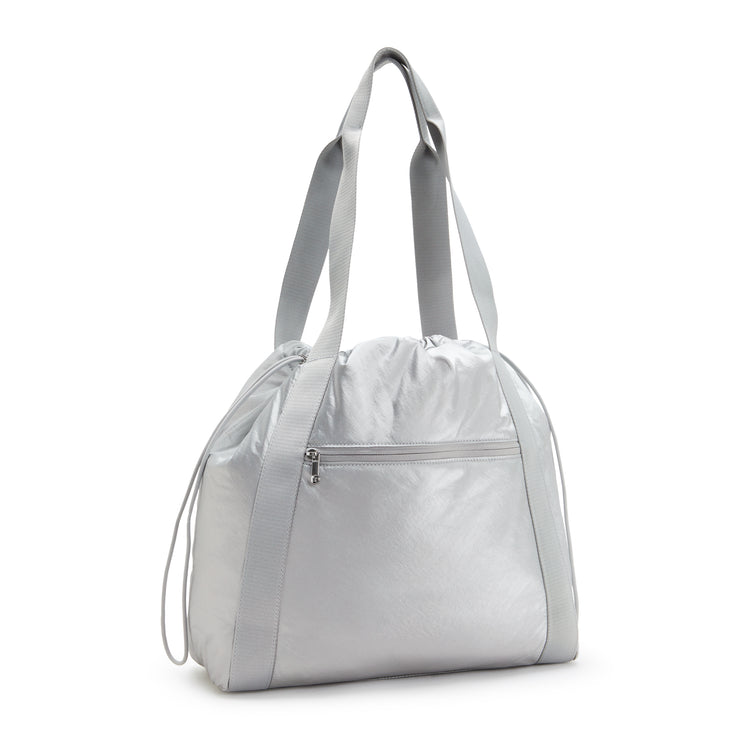 KIPLING Medium Drawstring Tote Female Silver Glam Elmar