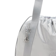 KIPLING Medium Drawstring Tote Female Silver Glam Elmar