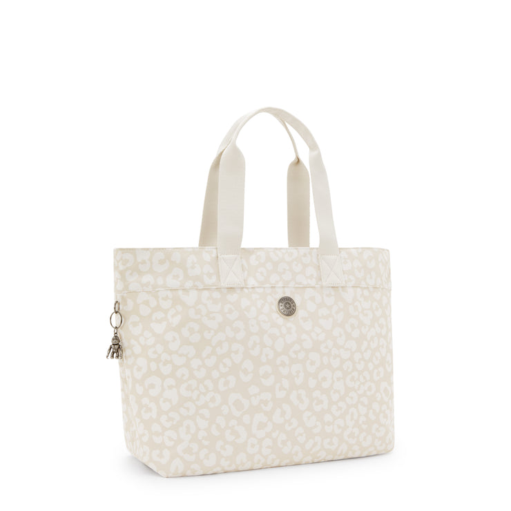 KIPLING Large Tote with Laptop Compartment Female White Cheetah J Colissa