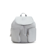 KIPLING Small Drawstring Backpack with Front Pockets Female Silver Glam Anto S