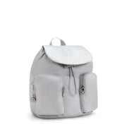 KIPLING Small Drawstring Backpack with Front Pockets Female Silver Glam Anto S