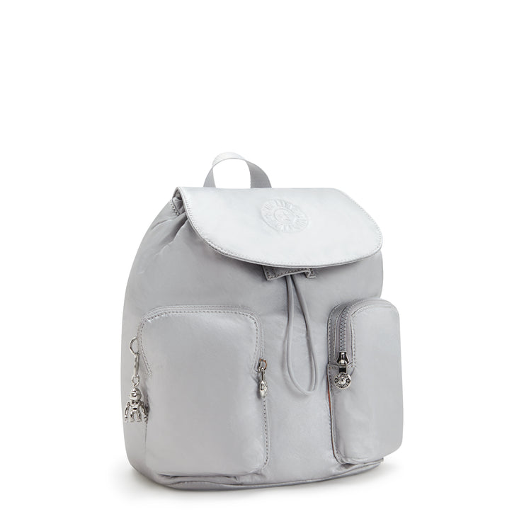 KIPLING Small Drawstring Backpack with Front Pockets Female Silver Glam Anto S  -  I7751-K2E