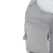 KIPLING Small Drawstring Backpack with Front Pockets Female Silver Glam Anto S