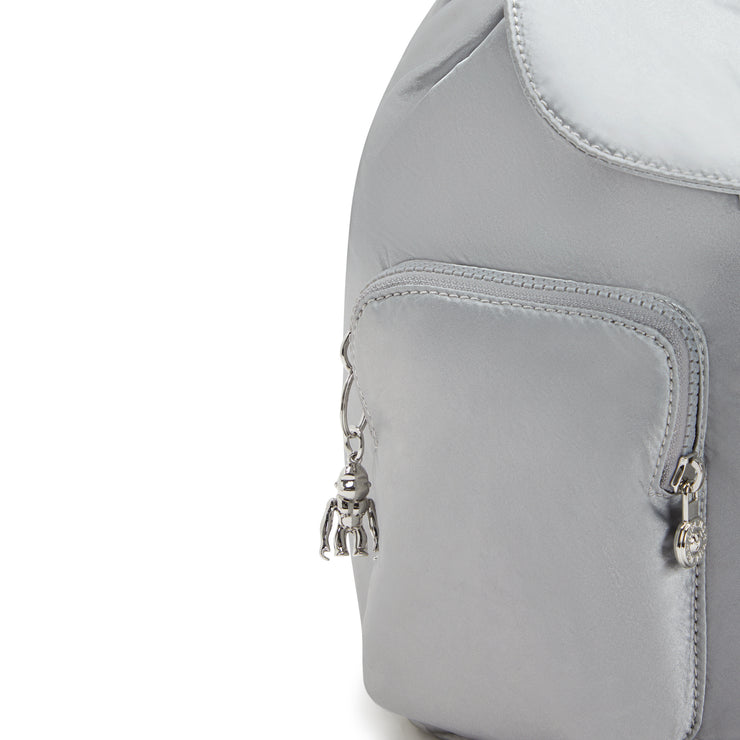 KIPLING Small Drawstring Backpack with Front Pockets Female Silver Glam Anto S  -  I7751-K2E